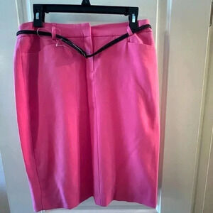NWT-Neon pink straight pencil skirt w removable faux leather black belt.
